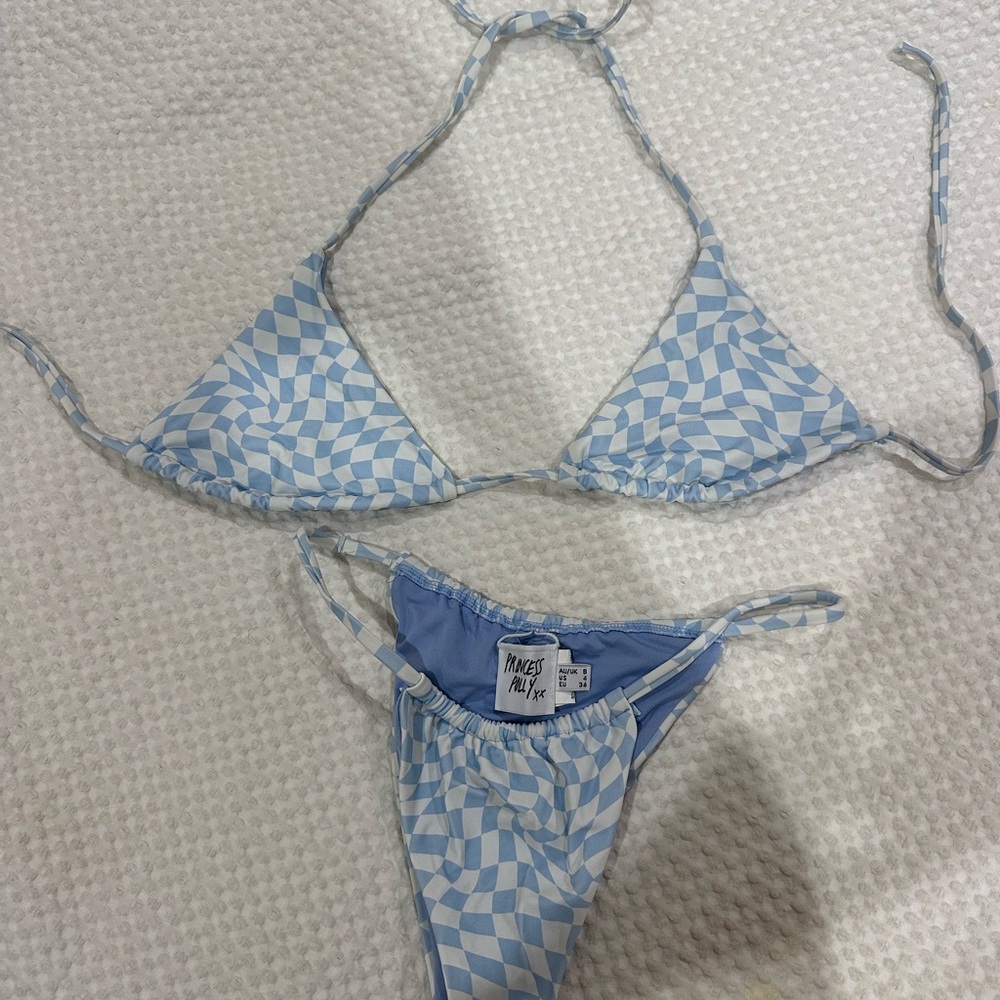 Princess Polly Blue and White Checkered Bikini